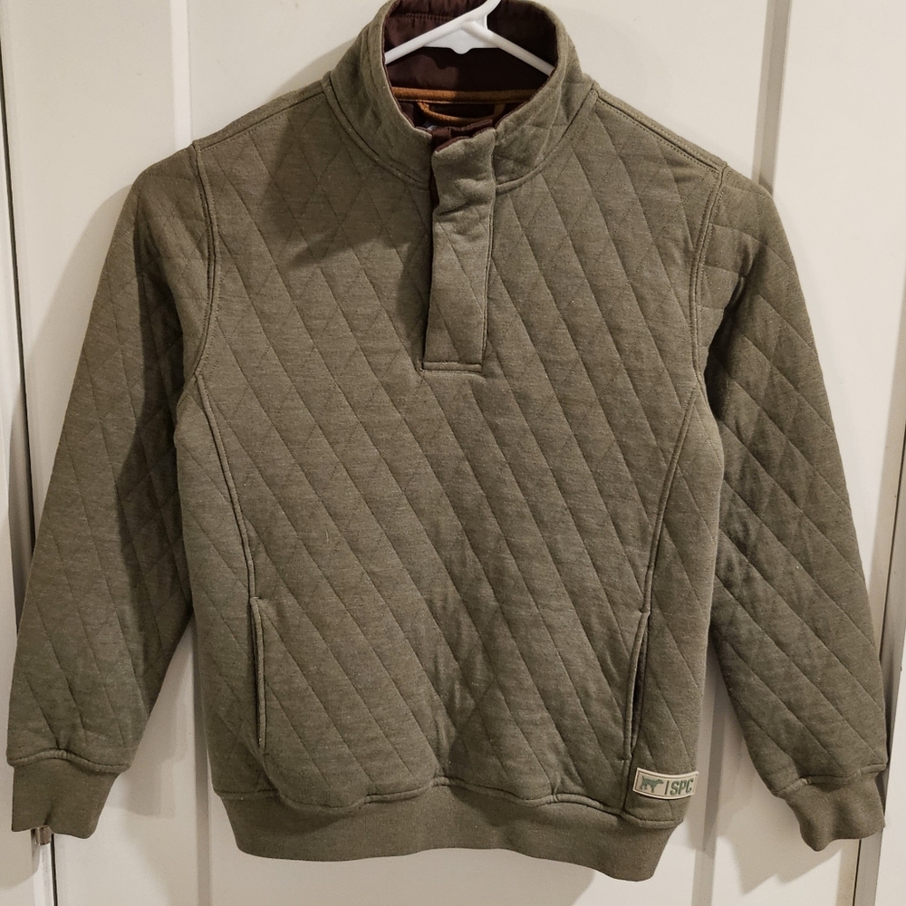 Southern Point Co. Harper Snapback Quilted Pullover - Olive Green - Youth Small